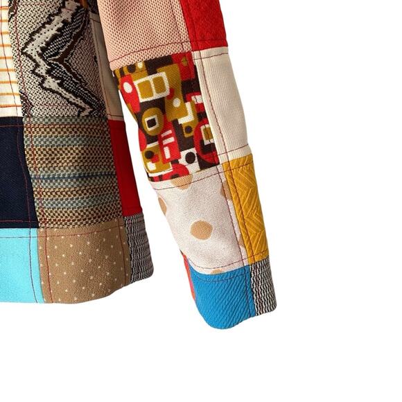 Vintage 70s Handmade Groovy Polyester Patchwork Blazer Jacket Petite XS size 0 - Picture 6 of 10